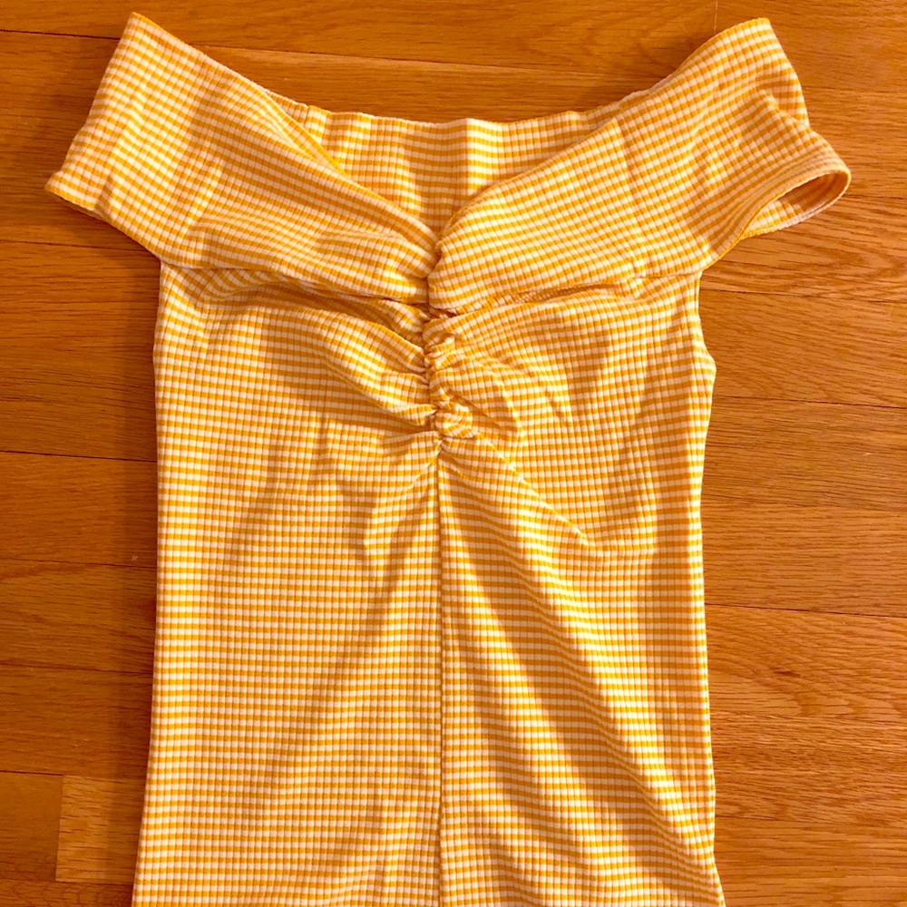 Reformation yellow off the shoulder top